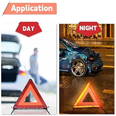 DEDC Warning Triangle, Foldable Safety Triangle, Triple Warning Kit, Warning Triangle Reflector, Roadside Hazard Sign, Triangle Symbol for Emergency with Storage Bag (3 Pack)