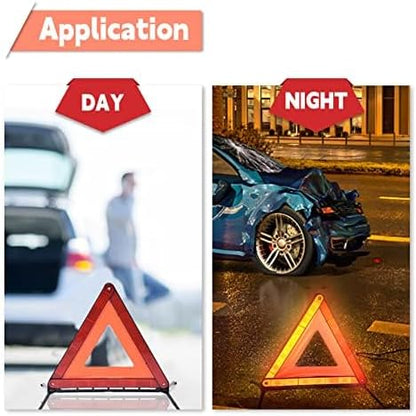 DEDC Warning Triangle, Foldable Safety Triangle, Triple Warning Kit, Warning Triangle Reflector, Roadside Hazard Sign, Triangle Symbol for Emergency with Storage Bag (3 Pack)