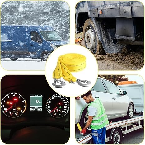 Tow Straps Heavy Duty with Hooks, 1.7" x 16.4 Ft,13,227 lbs Heavy Duty ATV Car Tow Strap with Hooks, Emergency Towing Straps,Tow Ropes for Boat Vehicles Towing Accessories Roadside Recovery Strap