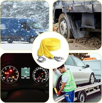 Tow Straps Heavy Duty with Hooks, 1.7" x 16.4 Ft,13,227 lbs Heavy Duty ATV Car Tow Strap with Hooks, Emergency Towing Straps,Tow Ropes for Boat Vehicles Towing Accessories Roadside Recovery Strap