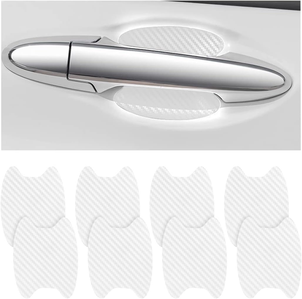 4PCS Sticker, Carbon Fiber Anti-Scratches Car Door Cup Protector, Non-Marking Auto Door Handle Protective Film, Universal for Most Car Handles (Black/4PCS)