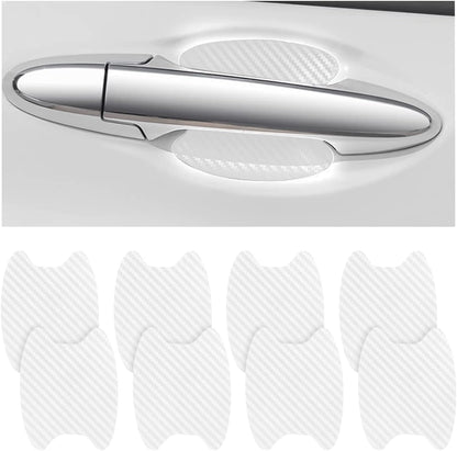 4PCS Sticker, Carbon Fiber Anti-Scratches Car Door Cup Protector, Non-Marking Auto Door Handle Protective Film, Universal for Most Car Handles (Black/4PCS)