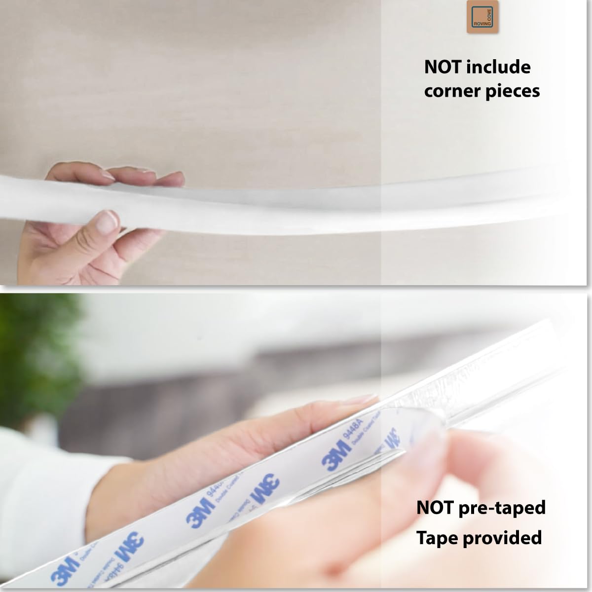 Roving Cove HeftyFit Edge Protector for Baby Proofing (6ft Large Edge Only), Heavy-Duty Soft Rubber Foam Furniture Edge Bumper Guards, Desk Edge Cushion, Wall Corner Covers, 3M Adhesive, Onyx Black