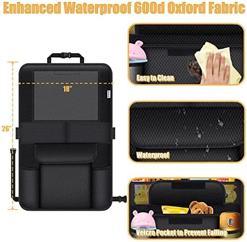Meolsaek Kick Mats Back Seat Protector, Waterproof Oxford Seat Back Protector, Car Seat Back Protector for Kids, Back of Seat Protector for Kids Feet Car Seat (Black A -1pc)