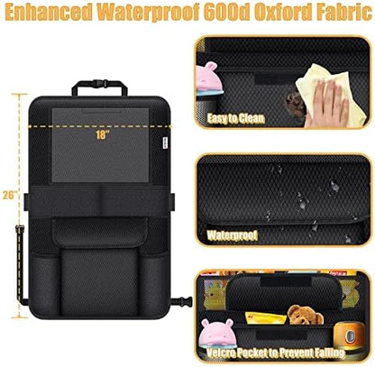Meolsaek Kick Mats Back Seat Protector, Waterproof Oxford Seat Back Protector, Car Seat Back Protector for Kids, Back of Seat Protector for Kids Feet Car Seat (Black A -1pc)