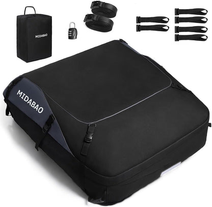 MIDABAO 20 Cubic Waterproof Duty Car Roof Top Carrier-Car Cargo Roof Top Bag, Waterproof & Coated Zippers includes Anti Slip Mat with or without Racks (20 Cubic Feet)