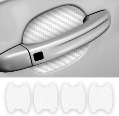 4PCS Sticker, Carbon Fiber Anti-Scratches Car Door Cup Protector, Non-Marking Auto Door Handle Protective Film, Universal for Most Car Handles (Black/4PCS)