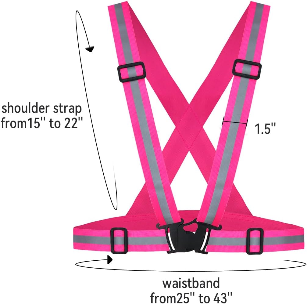 Tenalleys 2 Pack Reflective Vest Running Gear Adjustable High Visibility Reflective Running Safety Vest for Women Men Night Cycling,Hiking, Jogging,Dog Walking