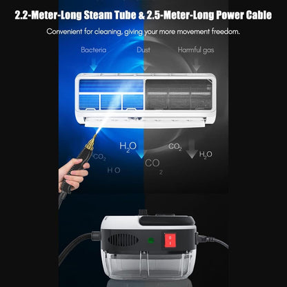 2500W Handheld Steam Cleaner High Temperature Pressurized Steam Cleaning Machine Portable Car Steamer with Brush Heads (Red)