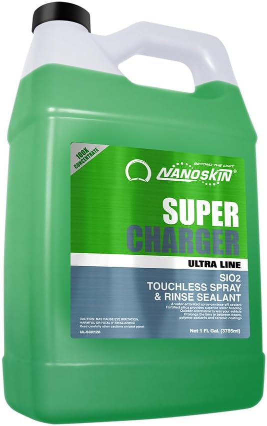 Nanoskin Ultra Line SUPER CHARGER SiO2 Touchless Spray-On/Rinse-Off Sealant 16 oz - Car Wash Paint & Glass Spray for Car Detailing | Safe for Cars, Trucks, Motorcycles, RVs & More | 100:1 Dilution