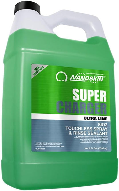 Nanoskin Ultra Line SUPER CHARGER SiO2 Touchless Spray-On/Rinse-Off Sealant 16 oz - Car Wash Paint & Glass Spray for Car Detailing | Safe for Cars, Trucks, Motorcycles, RVs & More | 100:1 Dilution