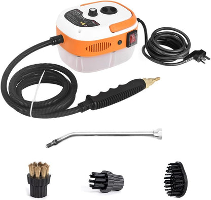 2500W Handheld Steam Cleaner High Temperature Pressurized Steam Cleaning Machine Portable Car Steamer with Brush Heads (Red)