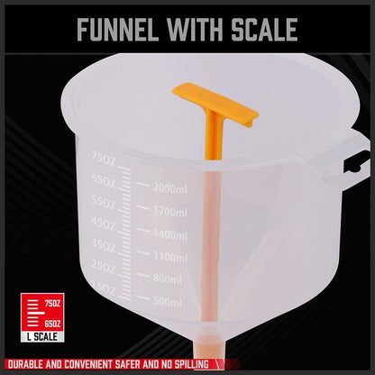 18-Piece Engine Oil Funnel Kit, 1.59QT/1.5L Automotive Oil Funnel Set with 12 Adapters, Elbow Fitting, Arrow Screen and Magnetic Storage Hooks Tray, Compatible with GM, Ford, BMW, Audi, Land Rover Etc