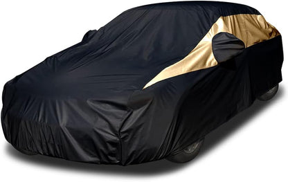 Titan Jet Black Poly 210T Car Cover for Sedans 186-202". Waterproof, UV Protection, Scratch Resistant, Driver-Side Zippered Opening. Fits Camry, Accord and More.