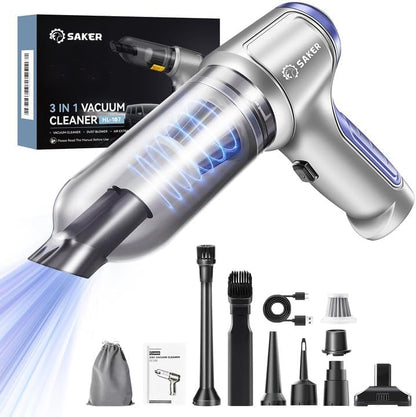 Saker Car Vacuum Portable Cordless Handheld Car Vacuum 15000PA High Power with Brushless Motor and Blower for Cars,Office,Home Cleaning HL107B