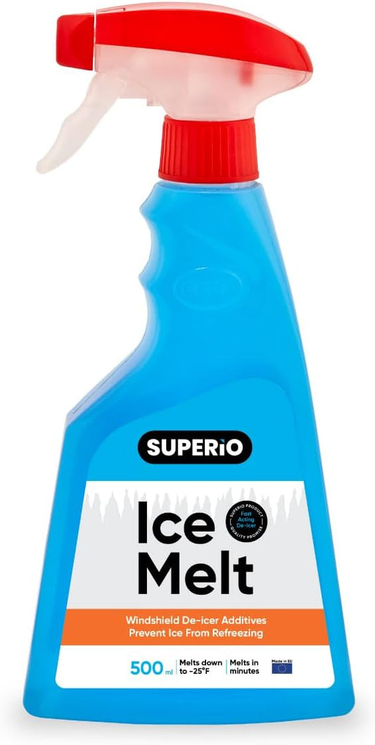 Superio Windshield Deicer for Car – Winter Ice Melt & Defroster, Washer Fluid Safe, 17 oz