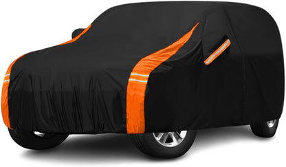 10-Layer Car Cover Waterproof All Weather for Automobiles, Soft Cotton Lining Outdoor Full Covers with Door Zipper, Universal Fit for Sedan 196"-208" L, Size A6 (See Size Chart)