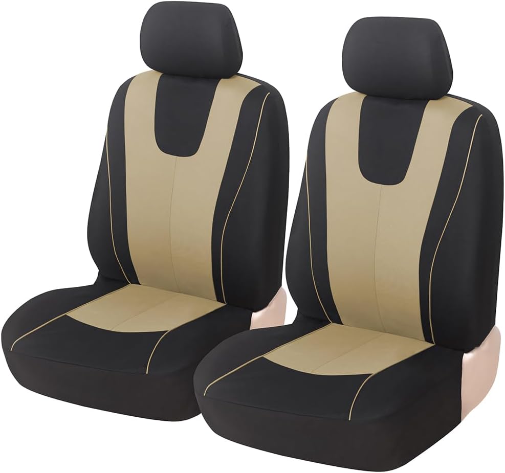 ZIMISI 4PCS Car Front Seat Covers, Comfort Breathable Vehicle Seat Protector Cover, Universal Automotive Interior Accessories for Car, SUV, Truck (Grey/Black)