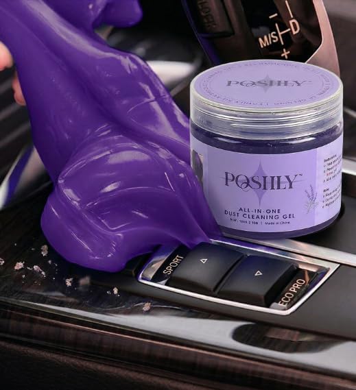 Car Cleaning Gel Putty for Car Interior Detailing | Reusable Dust Cleaning Slime for Air Vents, Dashboard, Cup Holders, Keyboard & AC Vent Cleaner | Non-Sticky No Residue Gel (Lavender Scent)