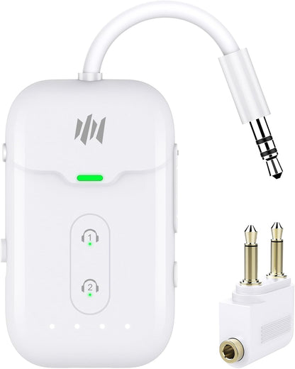 Premium Airplane Bluetooth 5.4 Transmitter Adapter,Supports 2 AirPods/Headphones 2-in-1 Bluetooth Transmitter Receiver with aptX Low Latency,Wireless Adapter for Flight,TV,Gym,Tablets Car Stereo