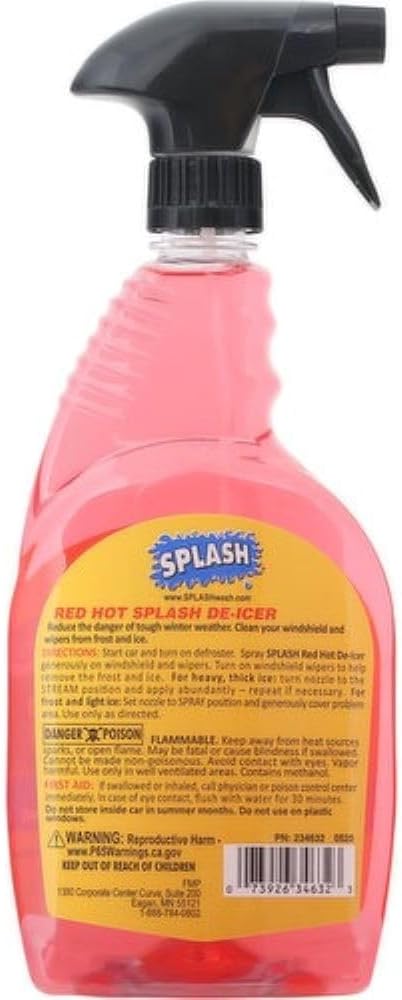 Splash Red Hot De-icer Windshield Trigger Spray 32 Ounces (Pack of 3)