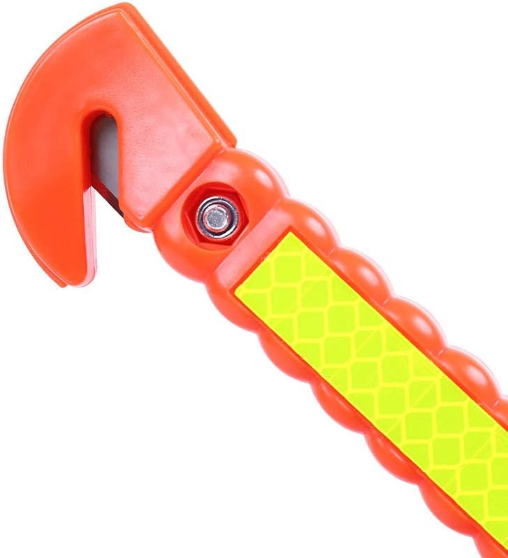 2 PCS Go DeCho Car Safety Hammer Emergency Escape Tool with Seat Belt Cutter and Vehicle Window Glass Breaker with Light Reflective Tape
