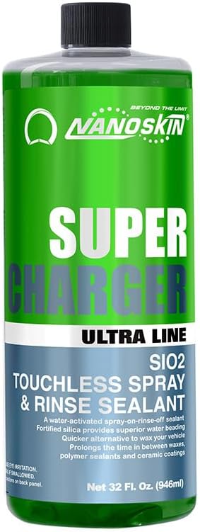 Nanoskin Ultra Line SUPER CHARGER SiO2 Touchless Spray-On/Rinse-Off Sealant 16 oz - Car Wash Paint & Glass Spray for Car Detailing | Safe for Cars, Trucks, Motorcycles, RVs & More | 100:1 Dilution