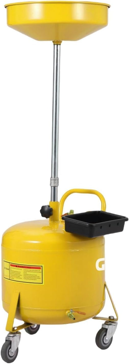 Garvee 8 Gallon Portable Waste Oil Drain Tank, Oil Lift Drain Pan Air Operated Drainer, Fluid Fuel Drainage Adjustable Funnel Height with Wheels