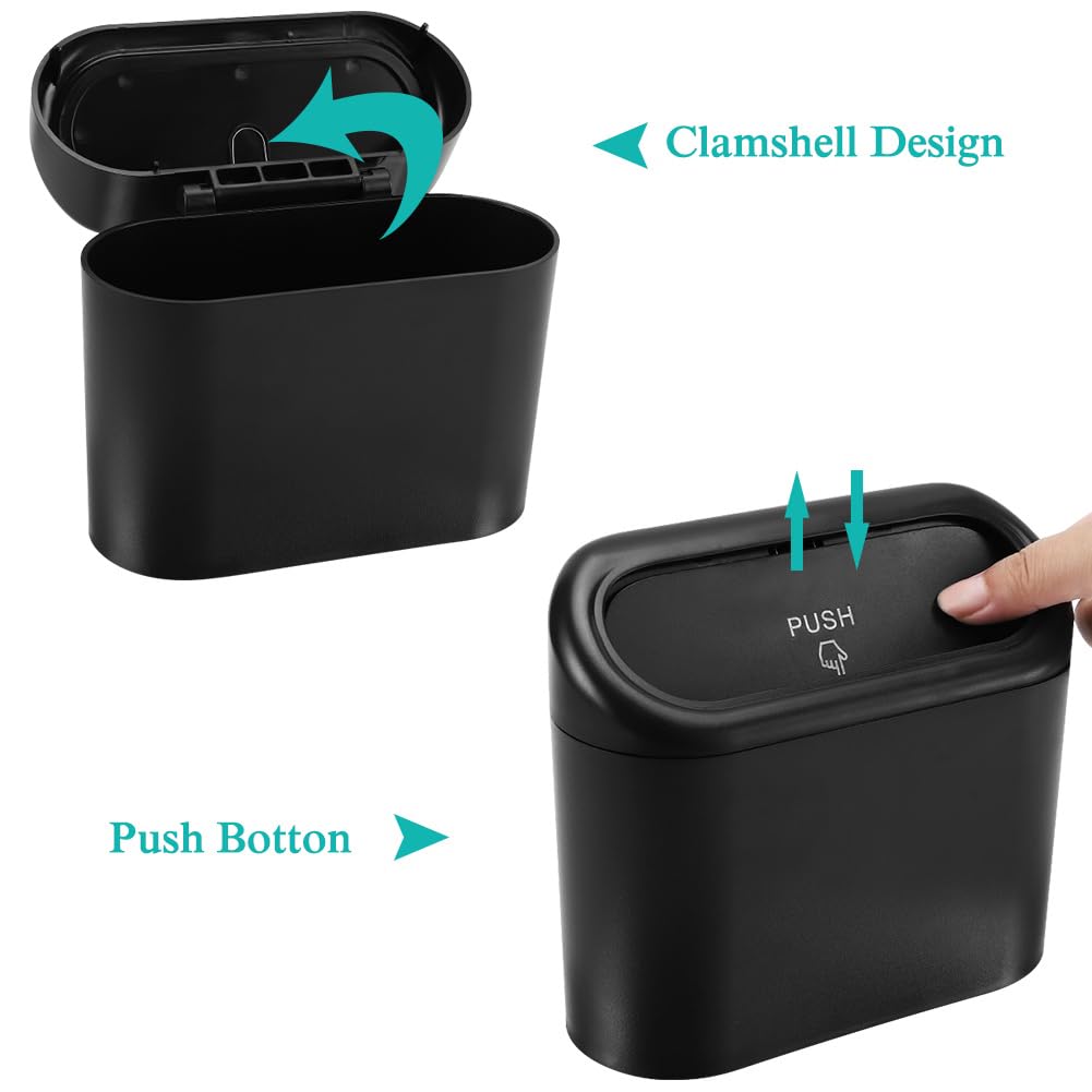 Accmor Car Trash Can with Lid, Leakproof Vehicle Garbage Organizer Holder Bin with 60 Pcs Trash Bags, Mini Auto Dustbin Interior Accessories Storage Container for SUV, Office, Home