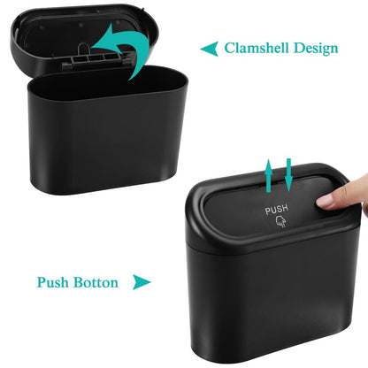 Accmor Car Trash Can with Lid, Leakproof Vehicle Garbage Organizer Holder Bin with 60 Pcs Trash Bags, Mini Auto Dustbin Interior Accessories Storage Container for SUV, Office, Home