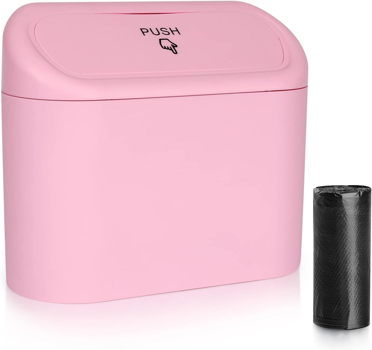 Accmor Car Trash Can with Lid, Mini Auto Dustbin Garbage Organizer Holder 2 Packs, Automotive Storage Container Bin with 60 Pcs Bags for Vehicle, Home, Office