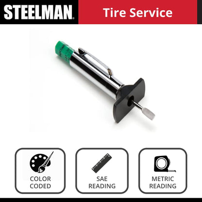 Steelman Color Coded Tread Depth Gauge, Quickly Identifies Amount of Tread on Tires, Reads in MM and 32nds