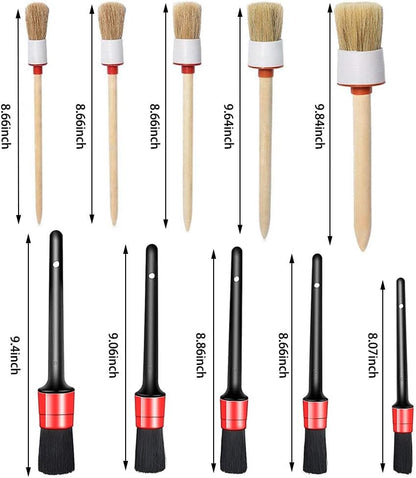 10PCS DUALSHINE Car Auto Detailing Brush Set, Auto Detailing Brushes Cleaner Car Detailing Brushes Exterior, Car Interior Brush for Detailing Cars Automotive Interior, Wheels, Exterior, Leather
