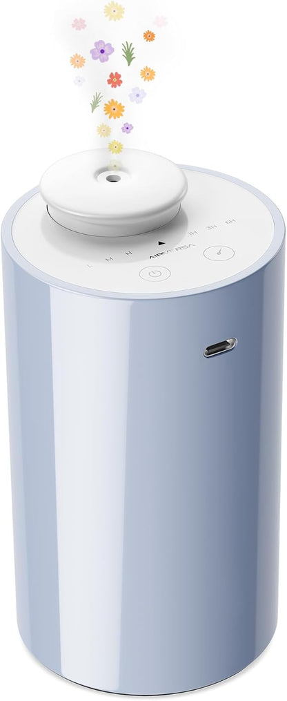 Airversa Waterless Diffuser for Essential Oil, Car Diffsuer, Battery Operated Nebulizer, 0.7 Fl Oz/ 20mL, Mini Scent Air Machine, 3 Timers & 3 Mist Levels for Home, Room, Car, Office - AN6 Black