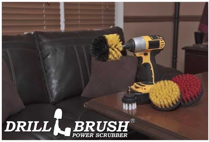 Interior Car Detailing Drill Brush Set - Soft Bristle Power Scrubber Attachments for Cleaning Car, Truck, Upholstery, Carpet, Leather, Seats, Wheels, Rims, Dash, Console, & Trim - Nylon Auto Scrubber