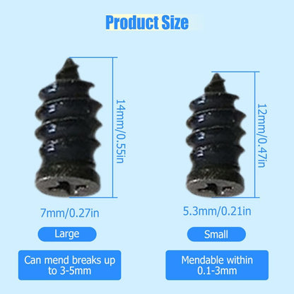 Tire Repair Nails Kit with 2 Sizes, Screw in Tire Repair Plugs with Box and Screwdriver, Fast Self-Service Tire Repair Tools (40 Pcs)
