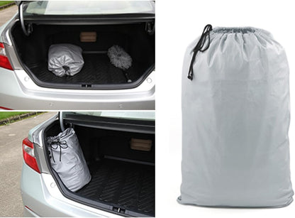 uxcell 3XXL Silver Tone 190T Car Cover Outdoor Weather Waterproof Scratch Rain Snow Heat Resistant W Mirror Pocket 530 x 185 x 160cm