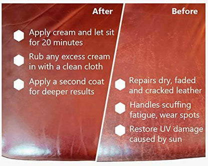 Skidmore’s Leather Cream: All-Natural, Non-Toxic Leather Conditioner - Made in USA Since 1984. Water Repellent Formula Restores Leather Couches, Car Seats, Boots, Shoes, Purses, Bags, and Tack. 6 Oz