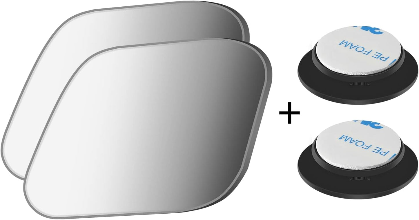 2 pcs Blind Spot Mirrors, 2" Round HD Glass Convex 360° Wide Angle Side Rear View Mirror with ABS Housing for Cars SUV and Trucks, Black, Pack of 2