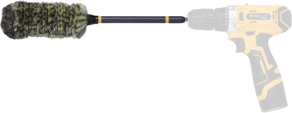 Mr. Detroit - Drill Wheel Brush w/Durable Soft Wool Microfiber Bristles and Steel Shaft for Car Tires, Wheels, Rims, Brakes and Any Other Narrow Spaces| Rim Brush Cleaning Tool w/Non-Scratch Bristle