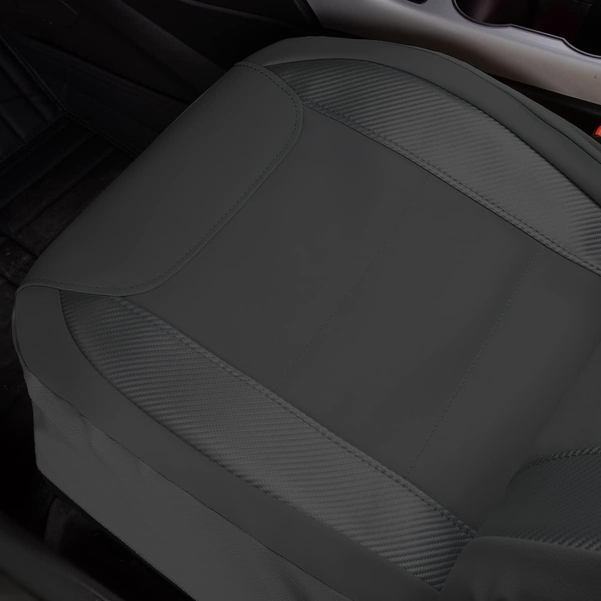 Flying Banner Carbon Fiber Leather Vehicle Seat Covers, Leopard Gray Black, Universal Fit - 8PCS