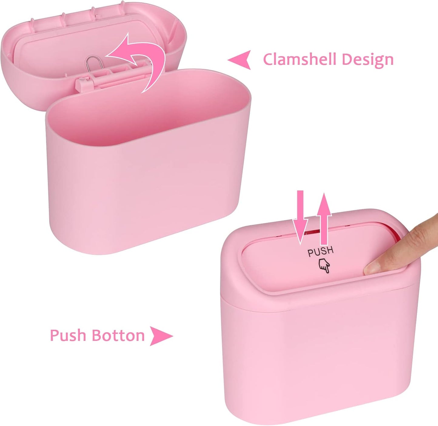 Accmor Car Trash Can with Lid, Mini Auto Dustbin Garbage Organizer Holder 2 Packs, Automotive Storage Container Bin with 60 Pcs Bags for Vehicle, Home, Office