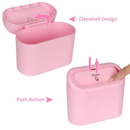 Accmor Car Trash Can with Lid, Leakproof Vehicle Garbage Organizer Holder Bin with 60 Pcs Trash Bags, Mini Auto Dustbin Interior Accessories Storage Container for SUV, Office, Home