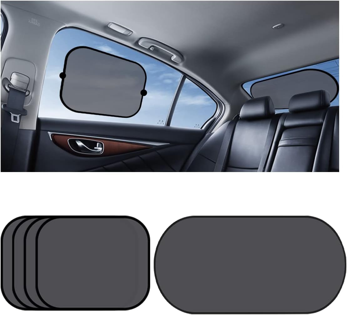 2 Pack Universal Car Window Shade, Cling Sunshade - Sun, Glare and UV Rays Protection for Your Child - Baby Side Window Car Sun Shades, Blocks Over 98% of Harmful UV Rays (Large)