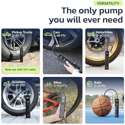 Ventus Pro Tire Inflator Portable Air Compressor, 3X Faster, 150PSI Air Pump for Car Tires, Tire Pump, with 12V DC Cord for Trucks & Off-Road Tires, Auto Shut Off-by Woowind