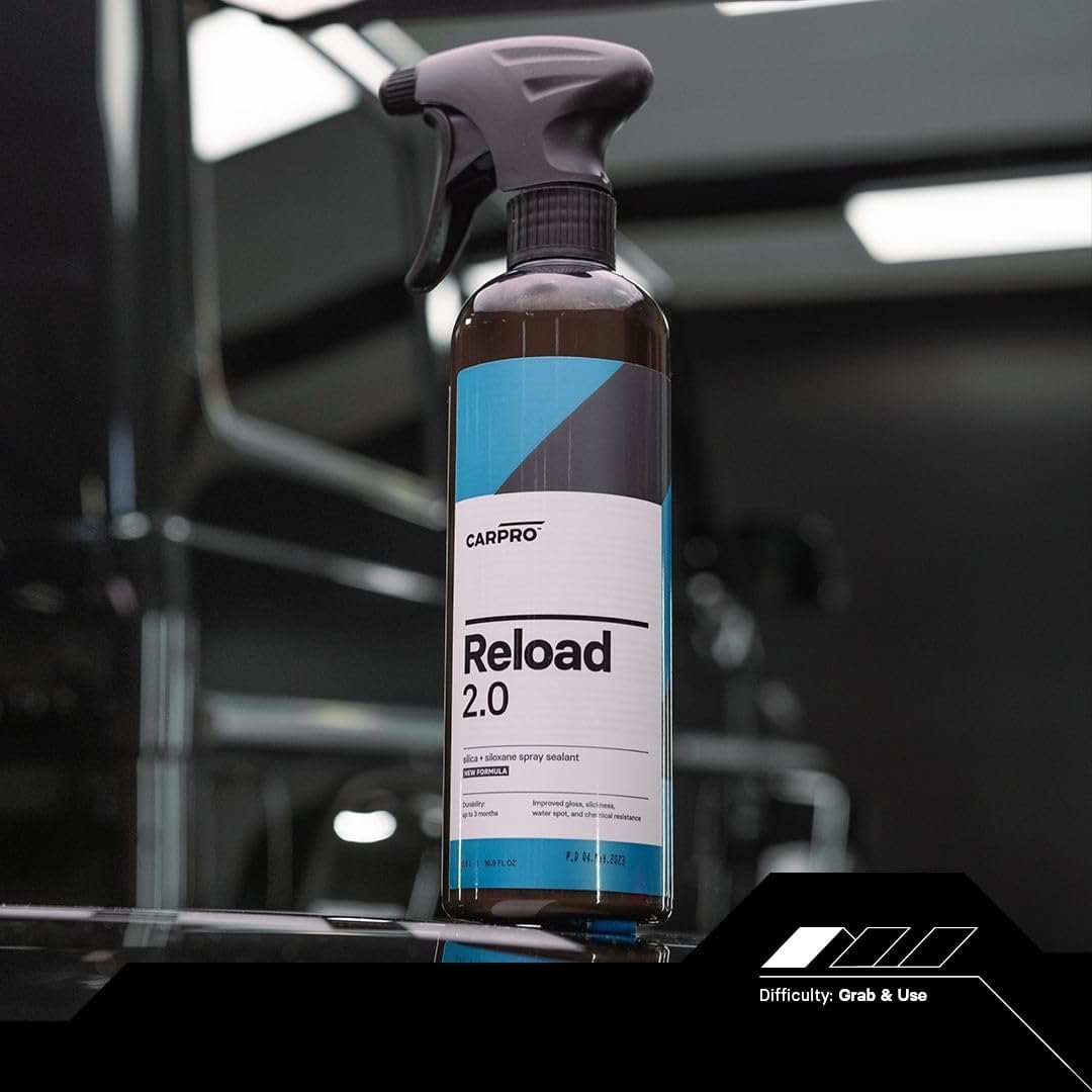 CARPRO Reload 2.0 Spray Sealant, Silica + Siloxane Ceramic Spray for Ceramic Coating, Super Hydrophobic, Self-Cleaning: Improved Gloss, Slickness, Water Spot & Chemical Resistance - 500mL (17oz)