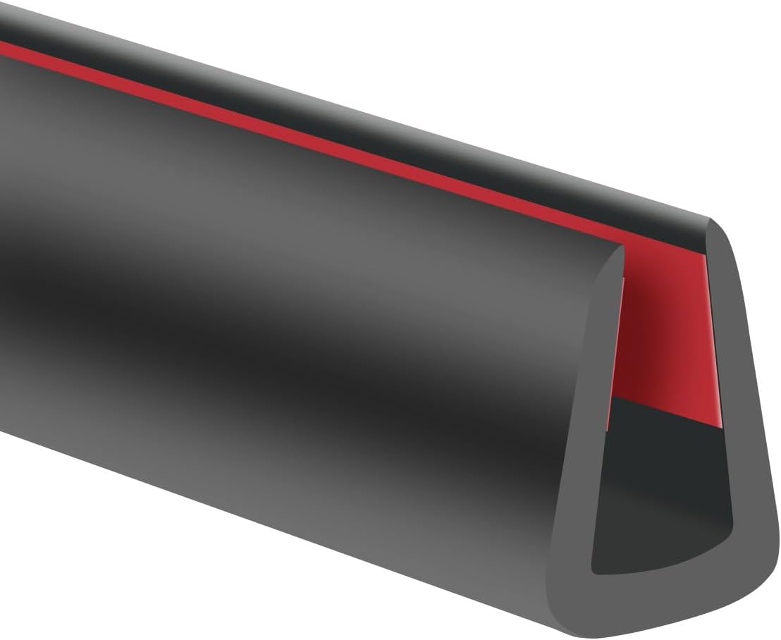 Rubber Edge Trim, 1/16" Self Adhesive Flexible U Channel Edge Protecter for Sheet Metal, Car Doors, U Shaped Sharp Edge Guards, Fit for 0-5/64" Wide Edge, Black Color, 10Ft, EPDM Material
