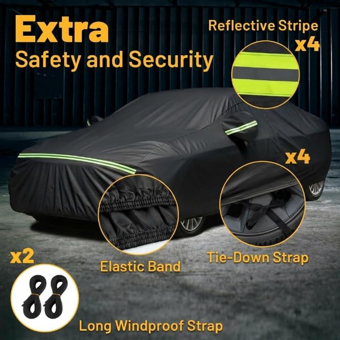 Favoto SUV Car Cover Waterproof All Weather 6 Layers Heavy Duty Car Cover for Automobiles Rain Sun Snow UV Protection with Inner Cotton Car Cover Outdoor Universal Fit for SUV (188-198 inch) Silver