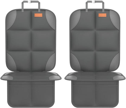 SMART ELF Car Seat Protector, 2Pack Seat Protector Protect Child Seats with Thickest Padding and Non-Slip Backing Mesh Pockets for Baby and Pet,Sedan SUV Truck (Black)