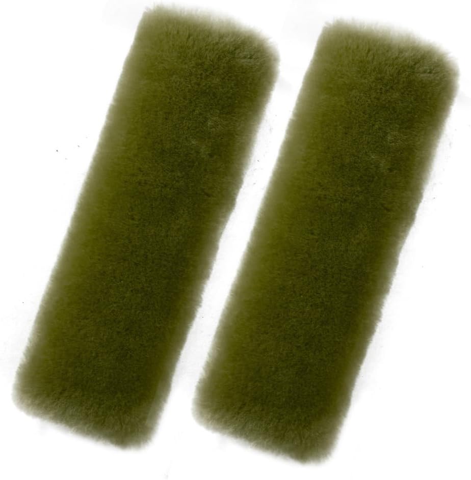 Andalus Brands 2 Pack Genuine Merino Wool Sheepskin Seat Belt Cover – Soft Shoulder Pad, Neck Cushion Protector – Authentic Car Accessories (Pearl)